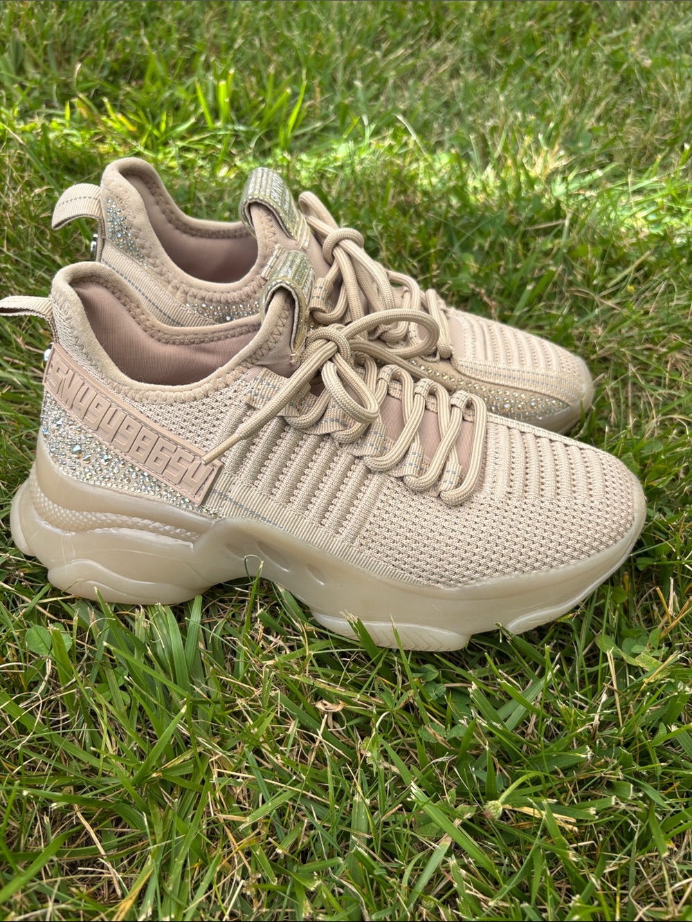 Steve Madden Taupe and Gold Women's Sneakers